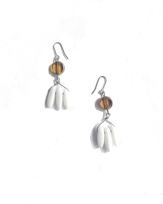 Glass & White Jade Drop Earrings | cukimber designs