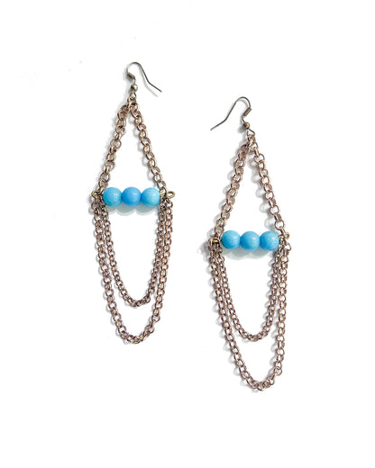 Classic Wire - Bright Blue Chain Earrings | cukimber designs