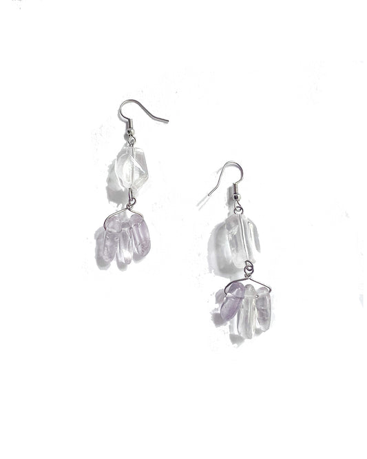 Quartz & Purple Amethyst Drop Earrings | cukimber