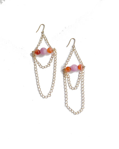 Purple Orange Chain Earrings | cukimber