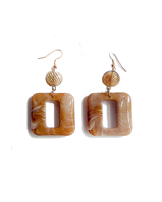 The Neutrals - Tan Glass & Resin Earrings