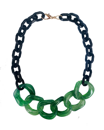 Infinite Colors Rosie 2 Necklace - Jade Green Black Large Links