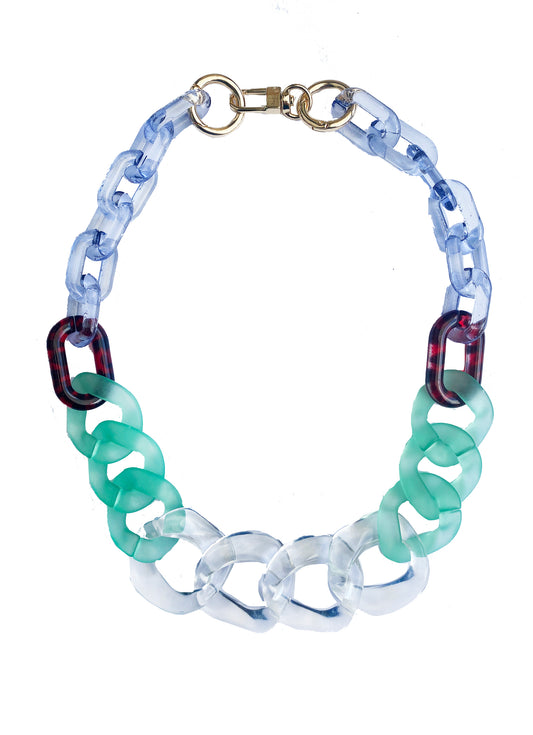 Infinite Colors Cristina Necklace - Clear Blue Gray Teal Red Tortoise