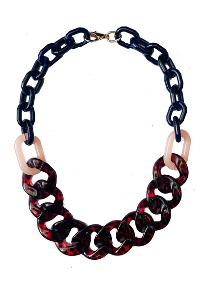 Infinite Colors Ruth Necklace - Red Tortoise Shell Pink Navy