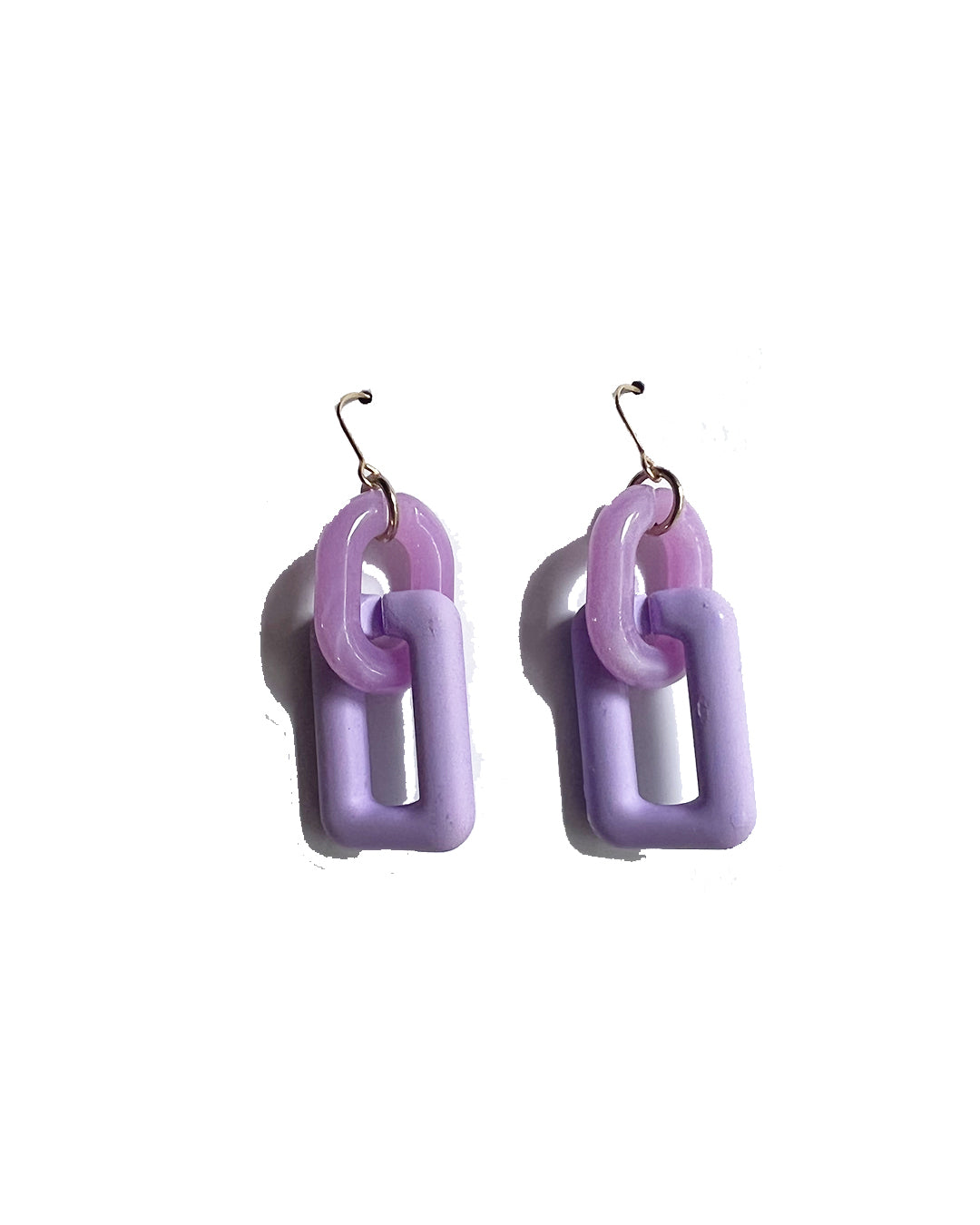 Infinite Colors Matte Purple Rectangle 2 Chain Earrings