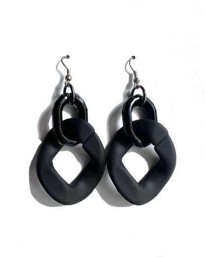 Infinite Colors Matte Black Chain Earrings