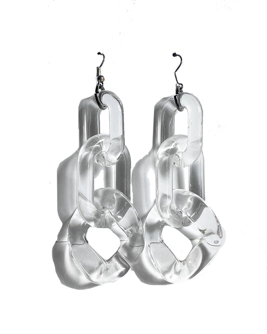 Infinite Colors Clear Triple Chain Earrings