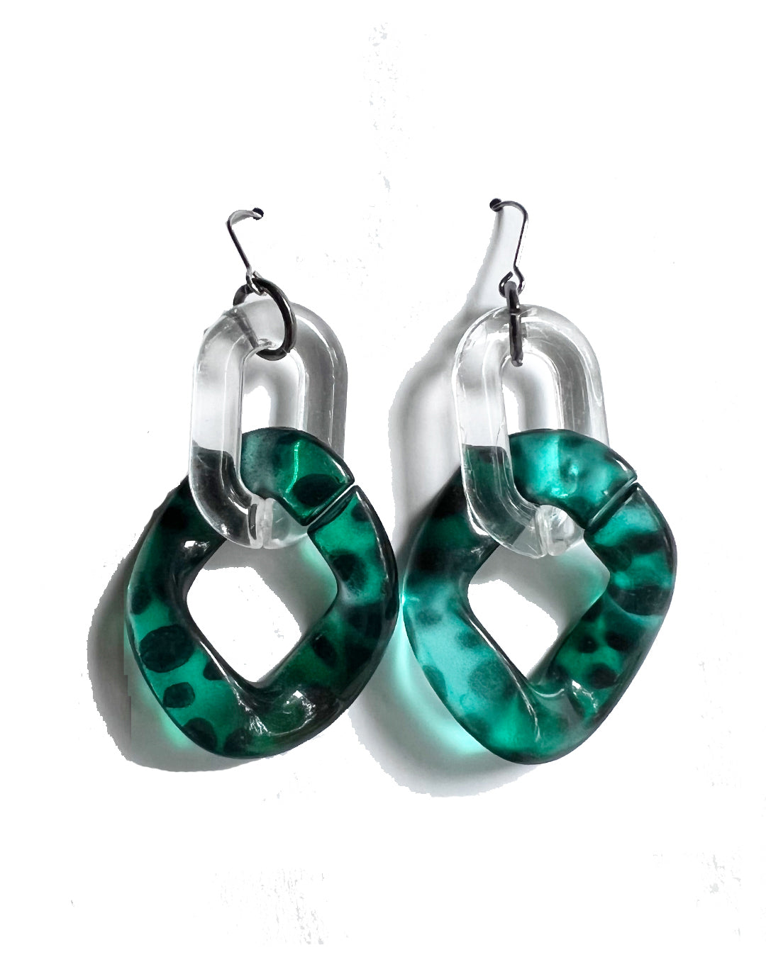 Infinite Colors Tortoise Green Clear Chain Earrings