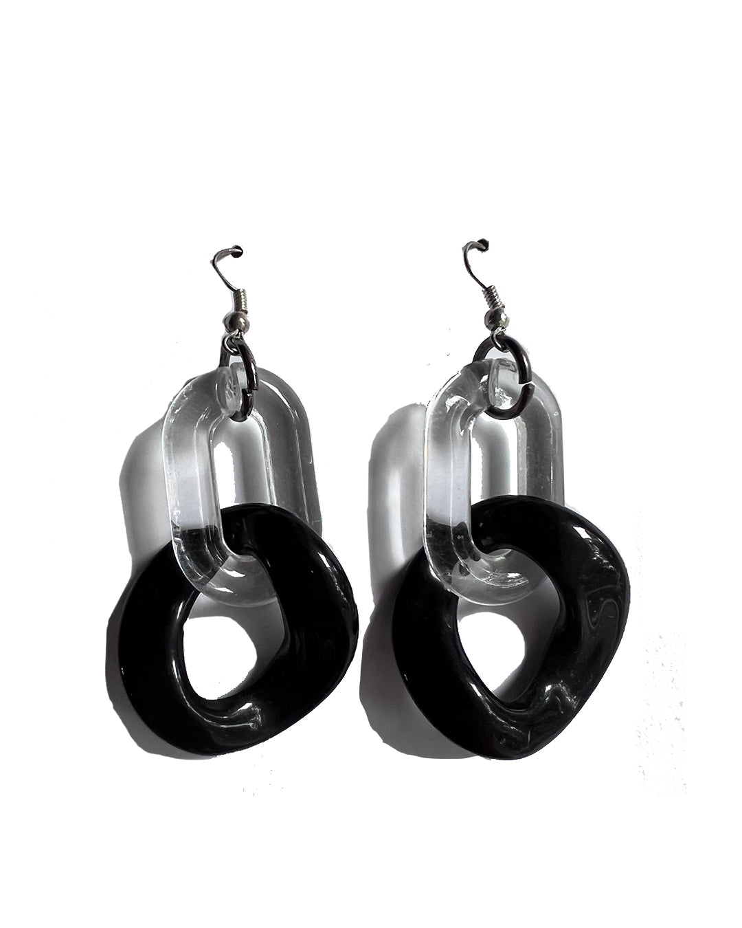 Infinite Colors Black Clear Round Chain Earrings  | cukimber designs