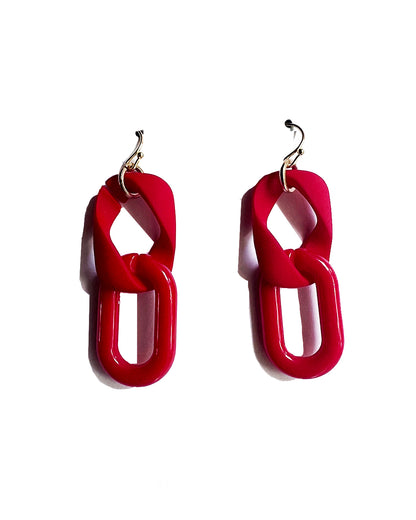 Infinite Colors Big Red Chain Earrings  | cukimber designs