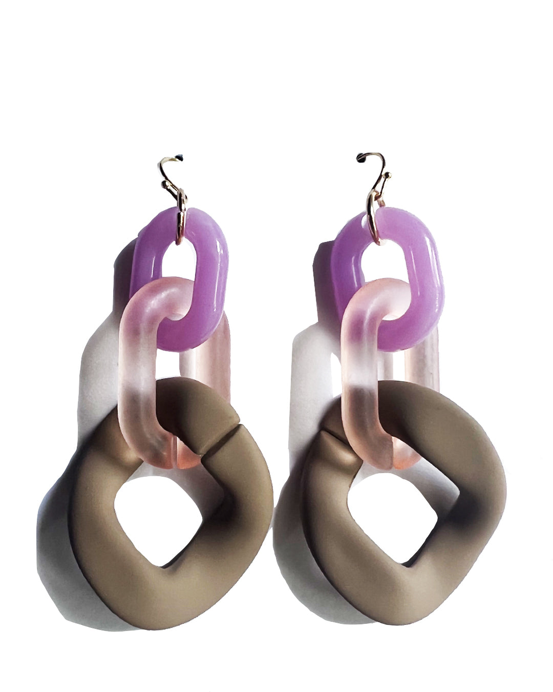 Infinite Colors Purple Peach Tan Triple Chain Earrings | cukimber designs