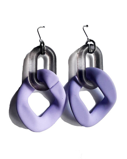 Infinite Colors Purple Translucent Gray Chain Earrings | cukimber designs