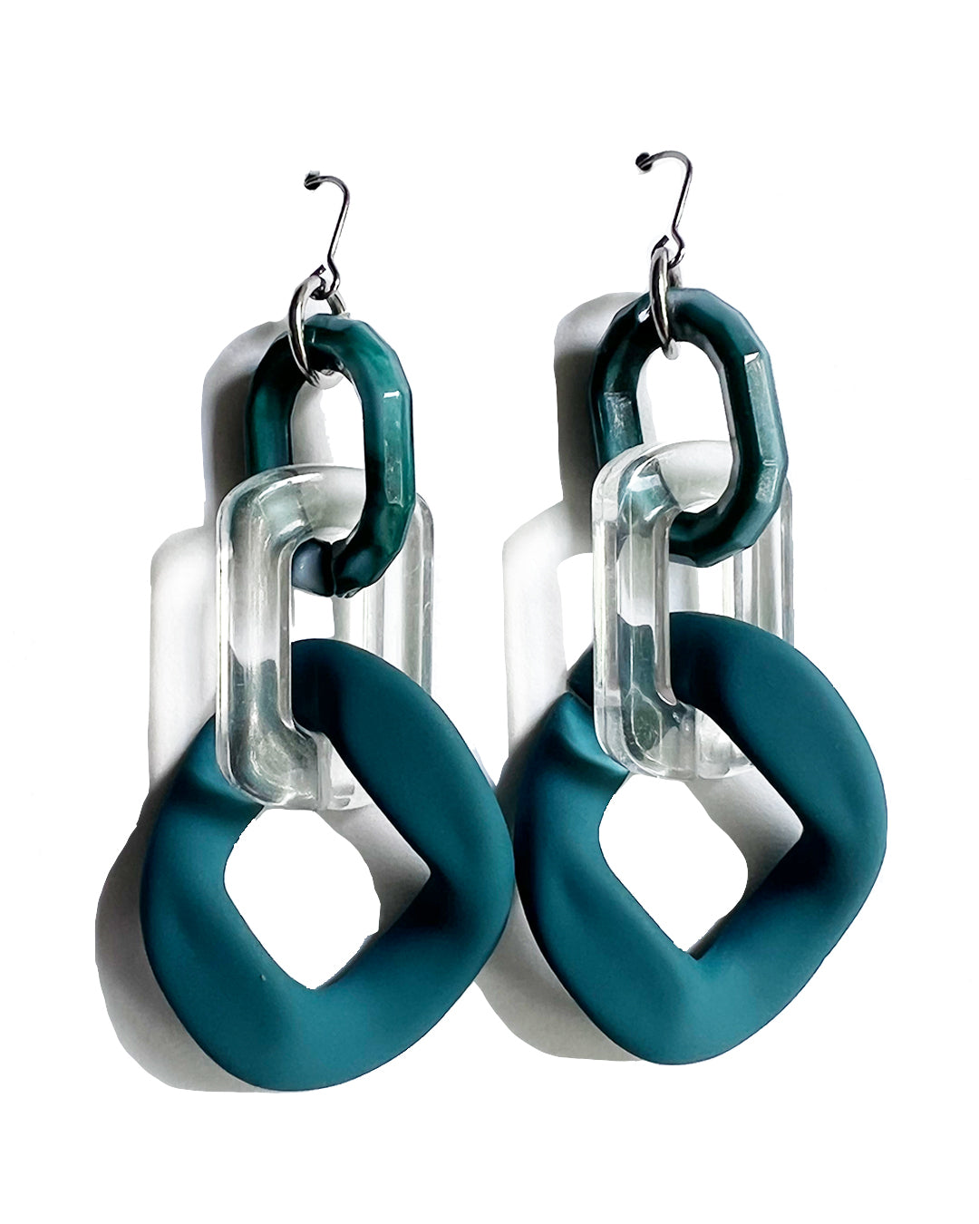 Infinite Colors Teal Triple Chain Earrings