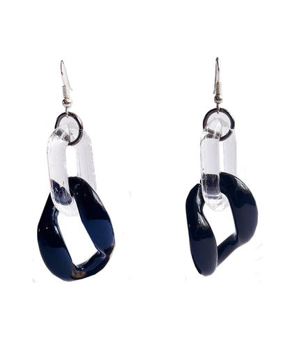 Infinite Colors Black Clear Chain Earrings  | cukimber designs