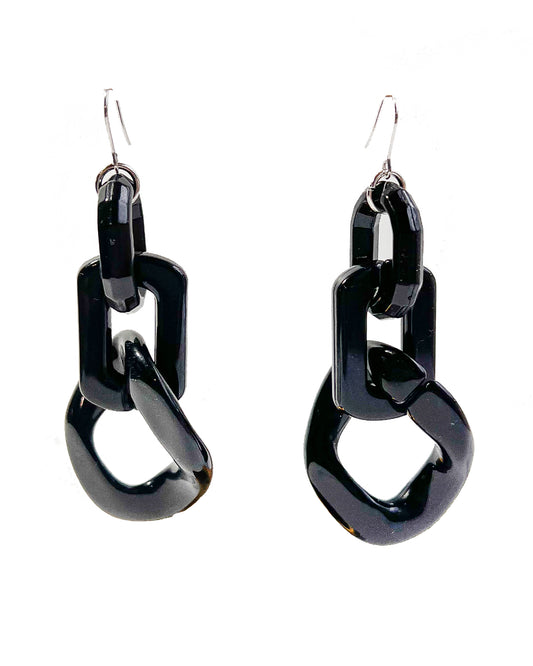 Infinite Colors Black Triple Chain Earrings | cukimber designs