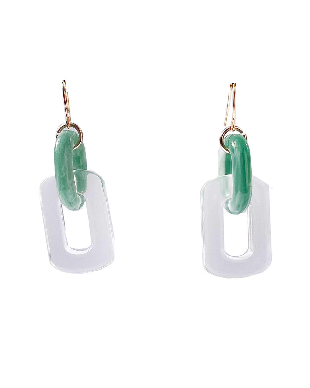 Infinite Colors Clear Jade Rectangle Chain Earrings