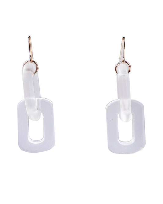 Infinite Colors Clear Matte Rectangle Chain Earrings