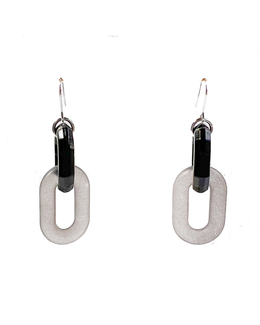 Infinite Colors Translucent Black 2 Chain Earrings