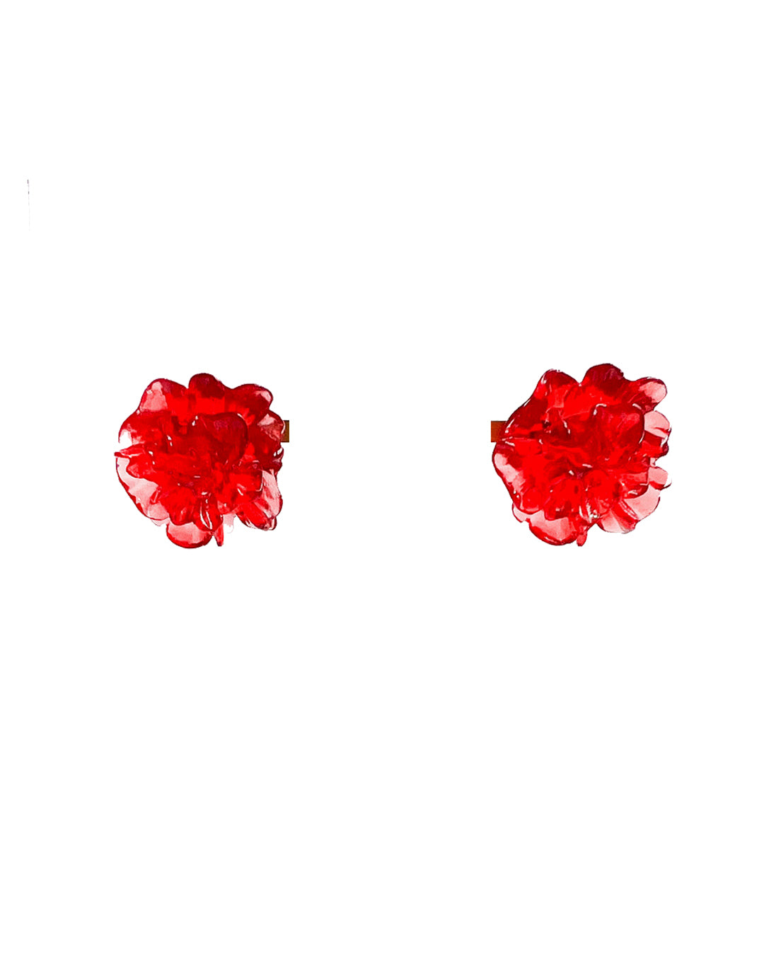 Red Marigold Bloom Stud Earrings