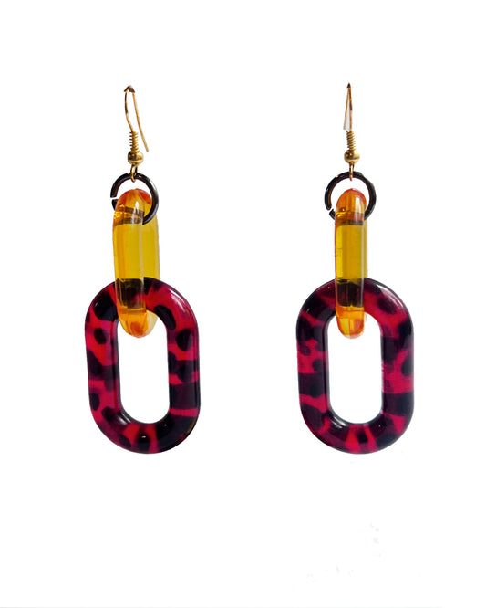 Infinite Colors Brown Red Tortoise Chain Earrings | cukimber designs