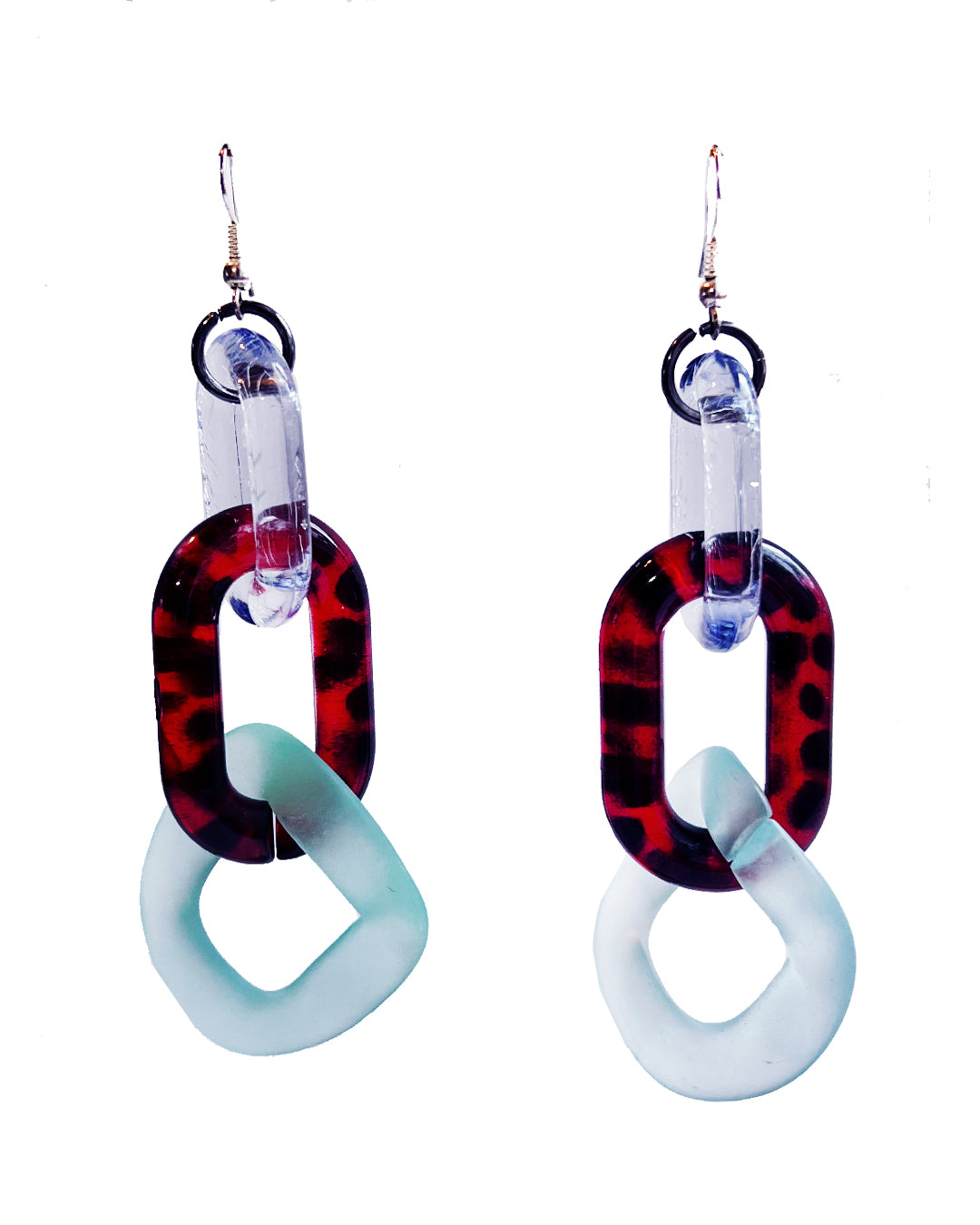 Infinite Colors Green Red Tortoise Blue Chain Earrings | cukimber designs