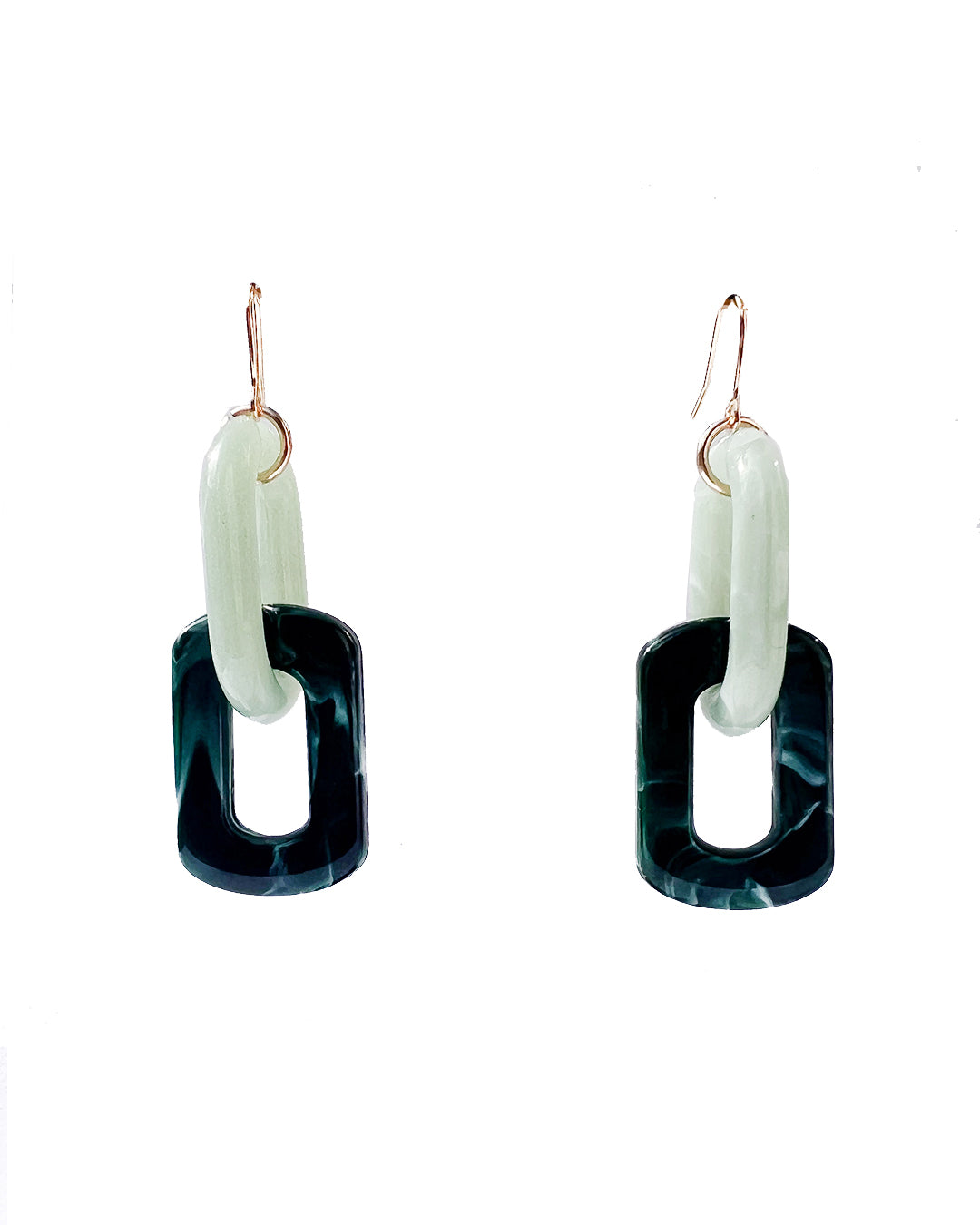 Infinite Colors Jade Rectangle Chain Earrings