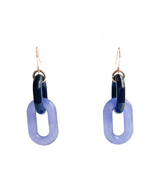 Infinite Colors Periwinkle Navy 2 Chain Earrings