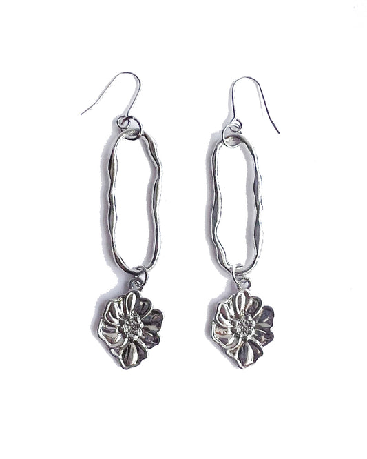 Silver Bloom Drop Earrings