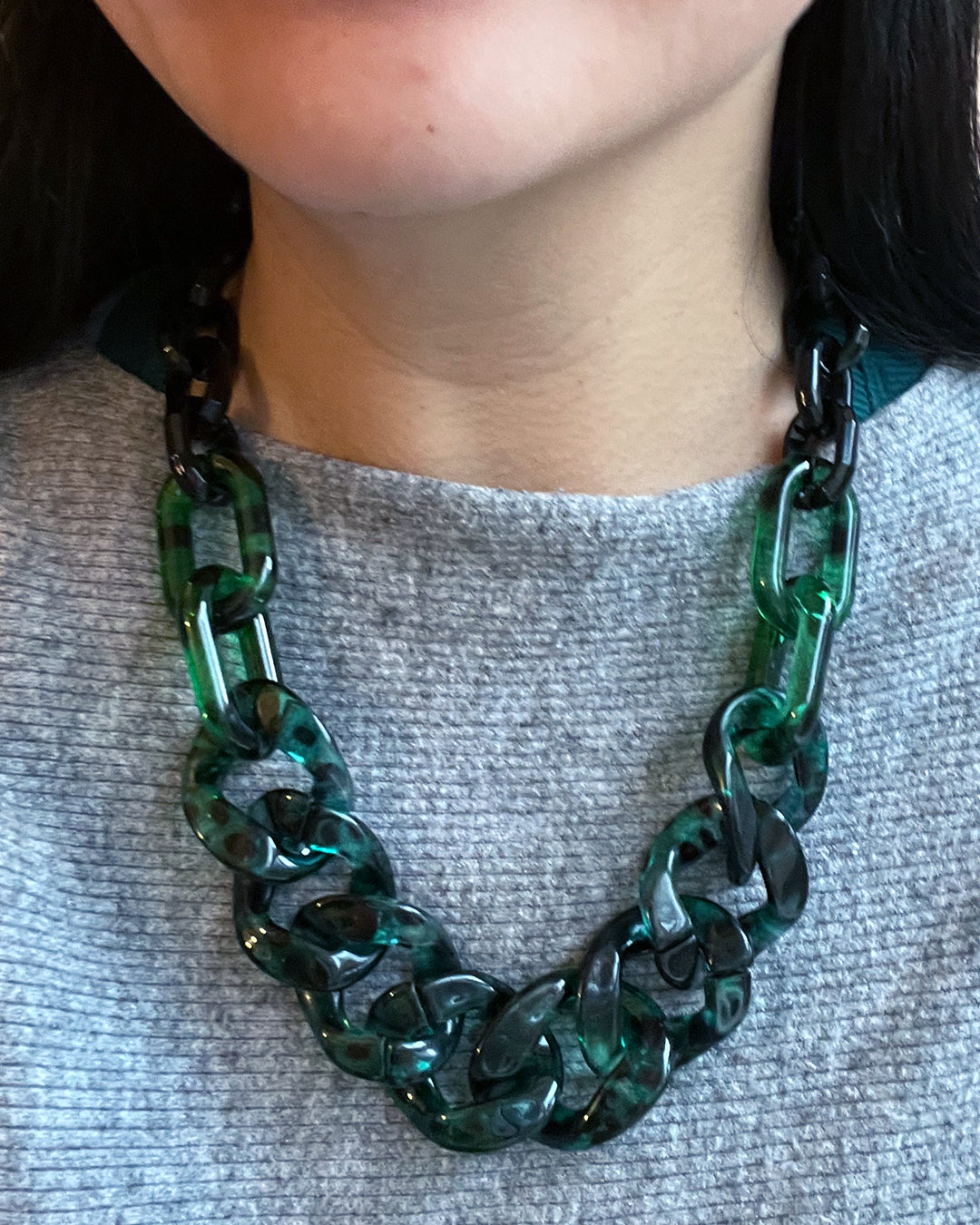 Infinite Colors Livia 2 Necklace -  Green Tortoise Black