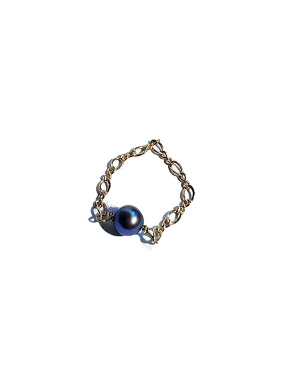 Semifine Black Freshwater Pearl Chain Ring | cukimber designs