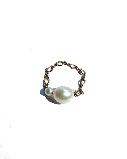 Semifine Double Freshwater Pearl Chain Ring | cukimber designs