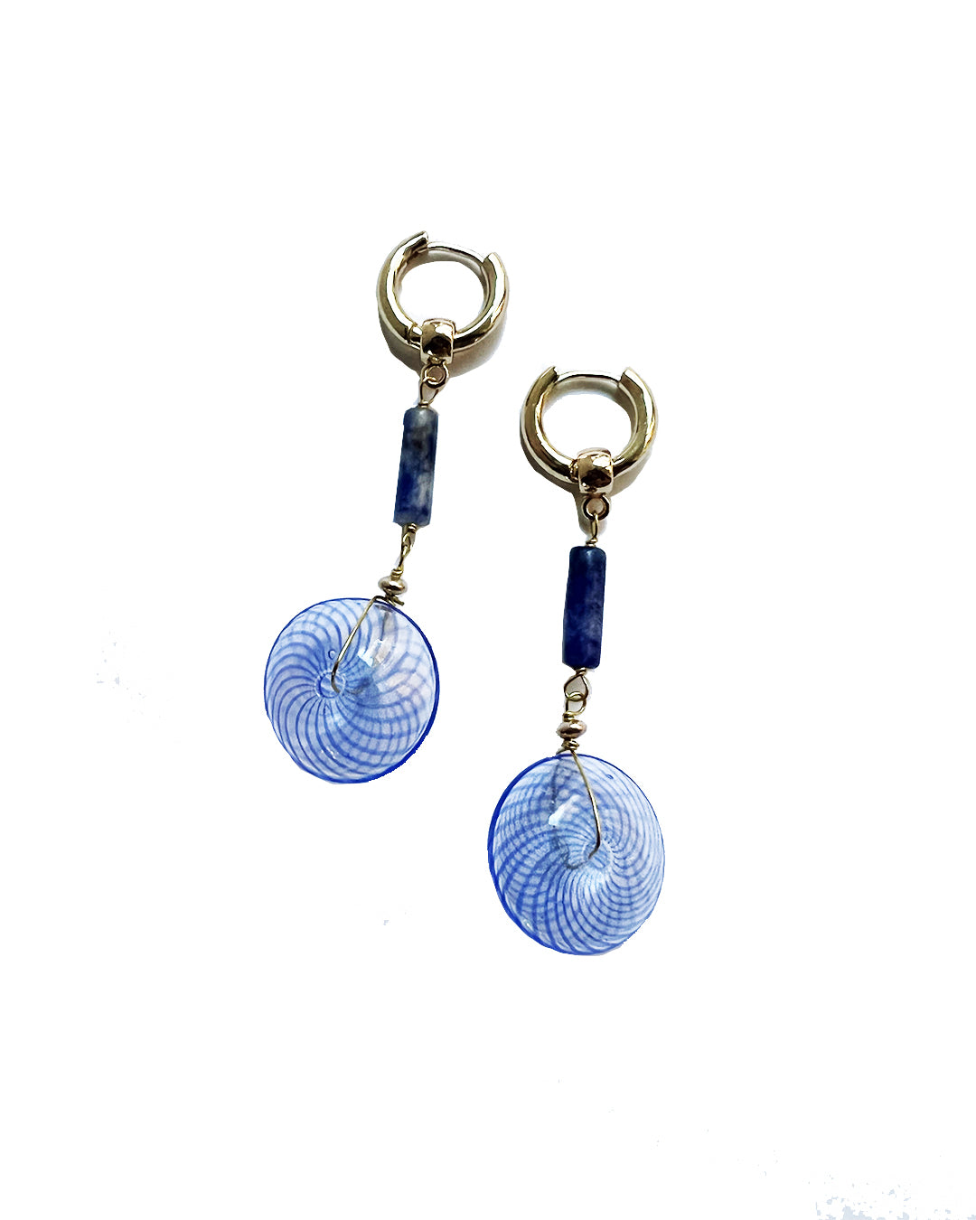 Semifine Huggies - Sodalite Blue Glass Earrings | cukimber designs