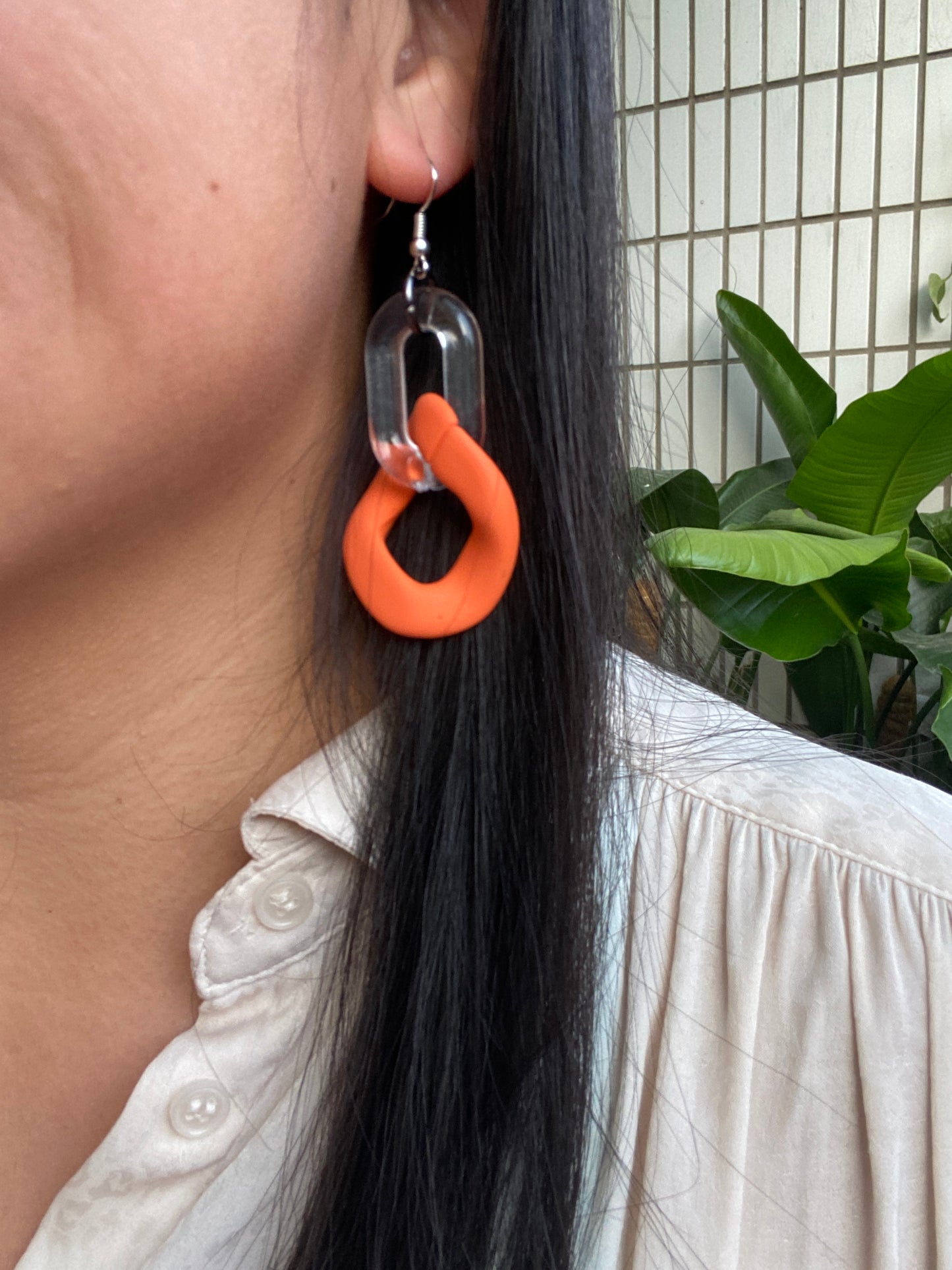 Infinite Colors Matte Orange Chain Earrings