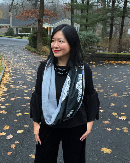 Heather Gray Knots Infinity Cashmere Silk Chiffon Scarf | cukimber designs