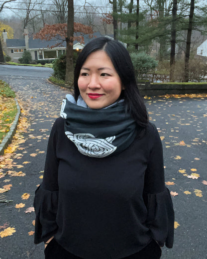 Heather Gray Knots Infinity Cashmere Silk Chiffon Scarf | cukimber designs