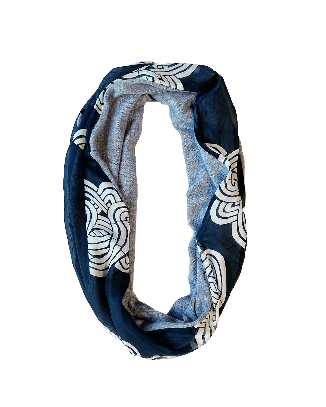 Heather Gray Knots Infinity Cashmere Silk Chiffon Scarf | cukimber designs