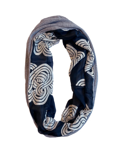 Heather Gray Knots Infinity Cashmere Silk Chiffon Scarf | cukimber designs