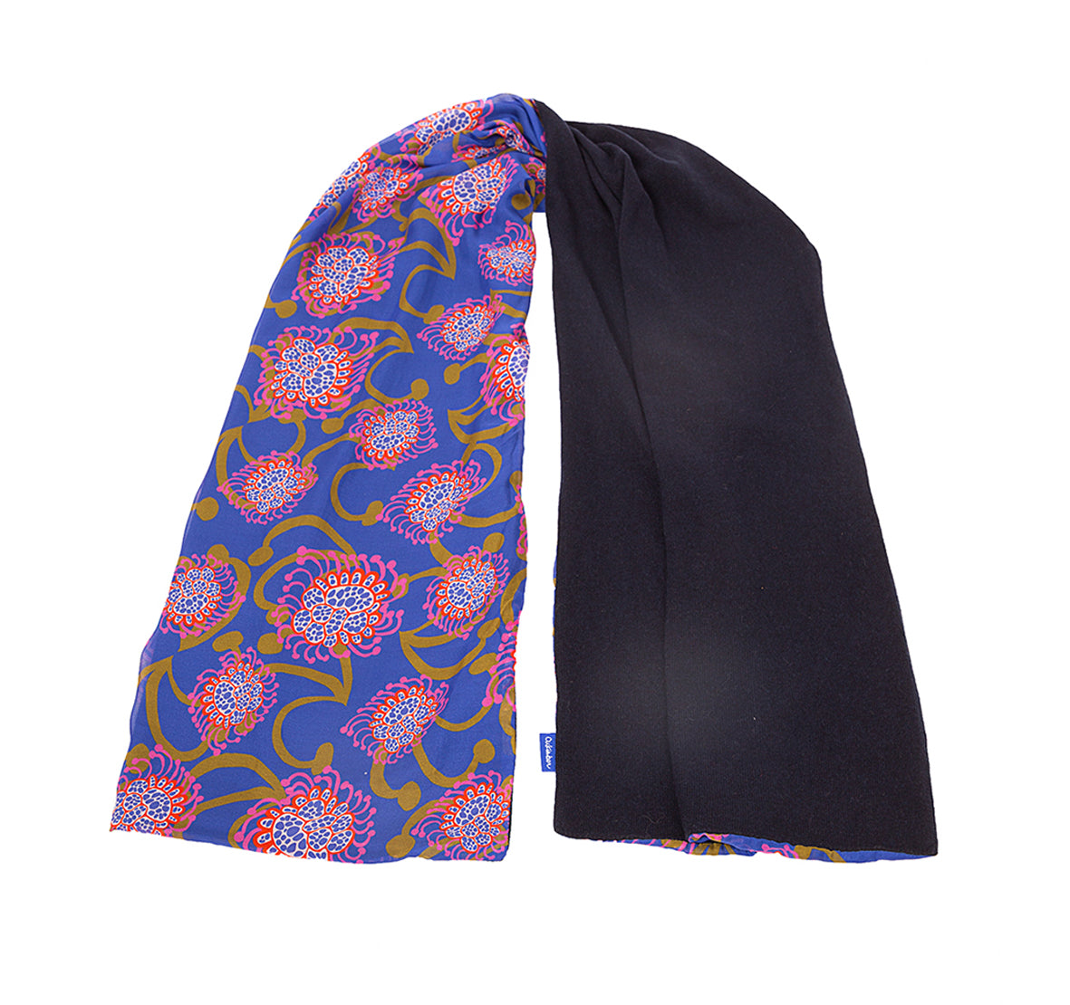 Purple Alien Flowers Navy Blue Scarf - Cashmere Silk Chiffon | cukimber designs
