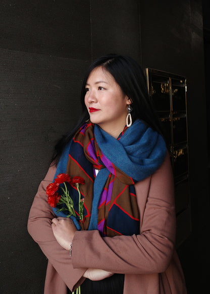Dark Green / Basket Weave Cashmere Silk Chiffon Scarf  | cukimber designs