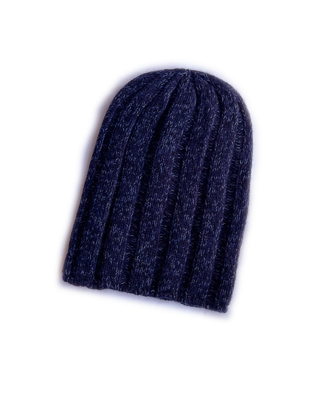 Navy Blue Black Blended Ribbed Cashmere Beanie | cukimber designs