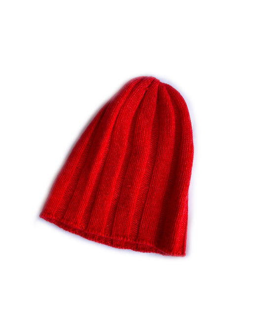 Red Orange Ribbed Cashmere Beanie | cukimber designs