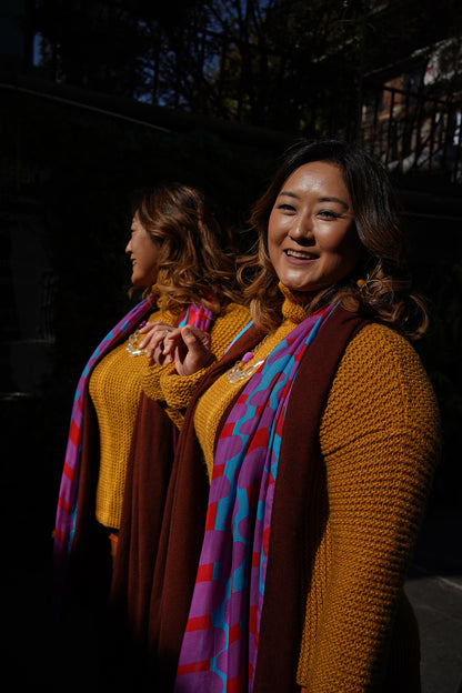 Dark Brown / Jellybean Cashmere Silk Chiffon Scarf  | cukimber designs
