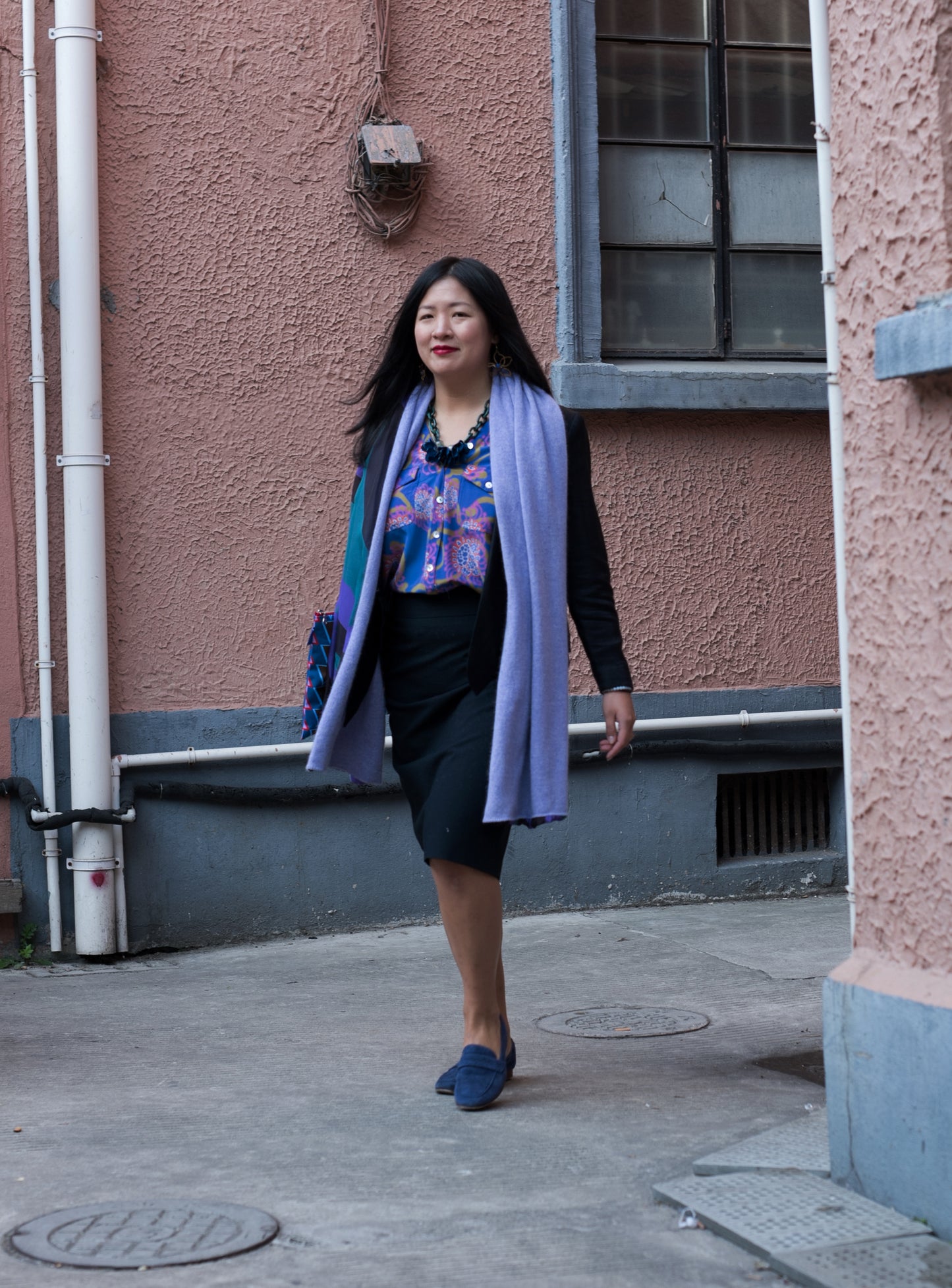 Purple Wave Scarf - Cashmere Chiffon Silk | cukimber designs
