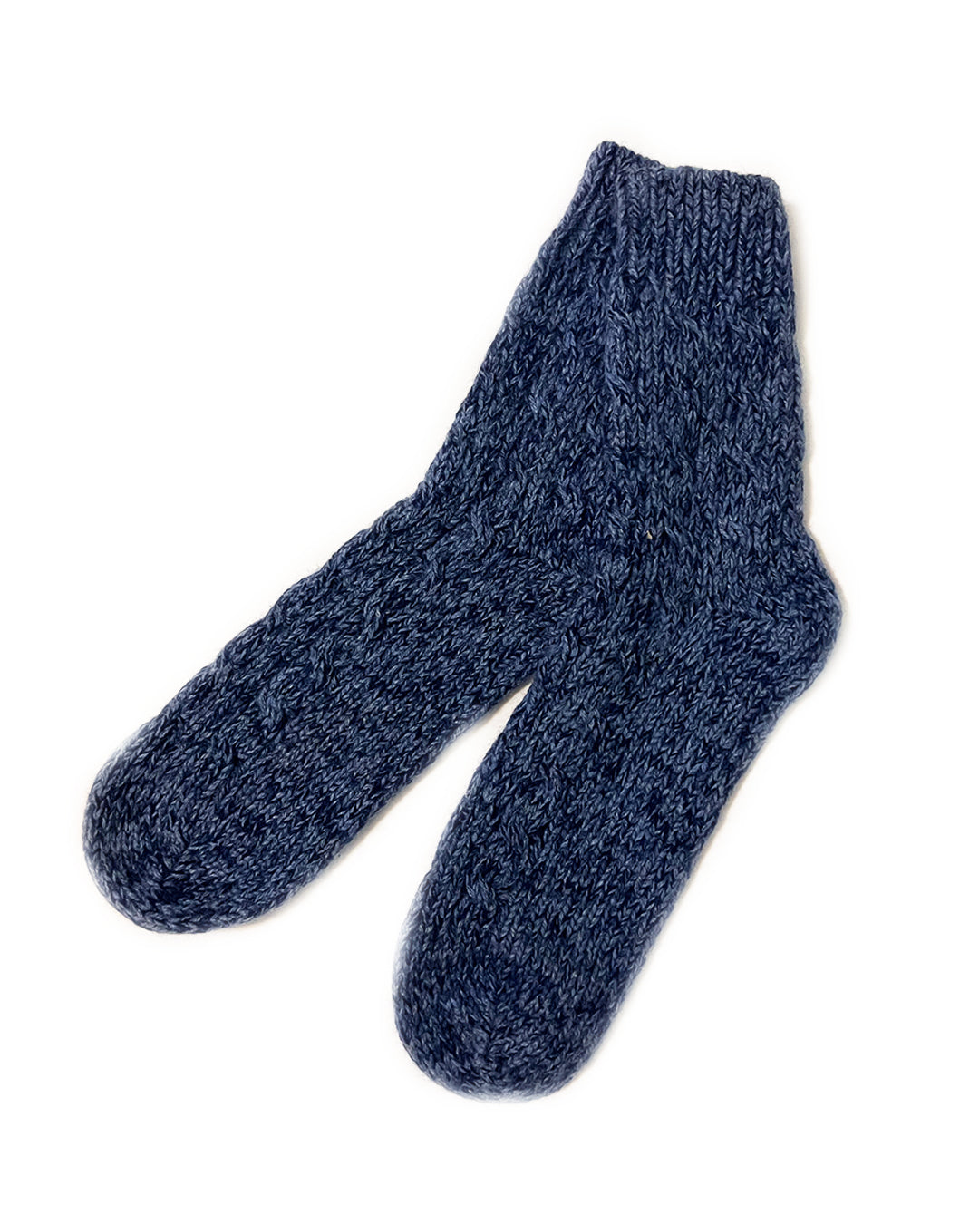 Cornflower Blue Gray Navy Blend Cableknit Cashmere Socks | cukimber designs