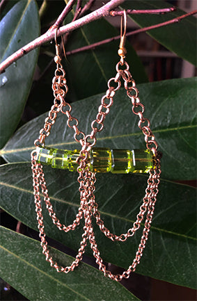Classic Wire - Green Chain Earrings | cukimber designs