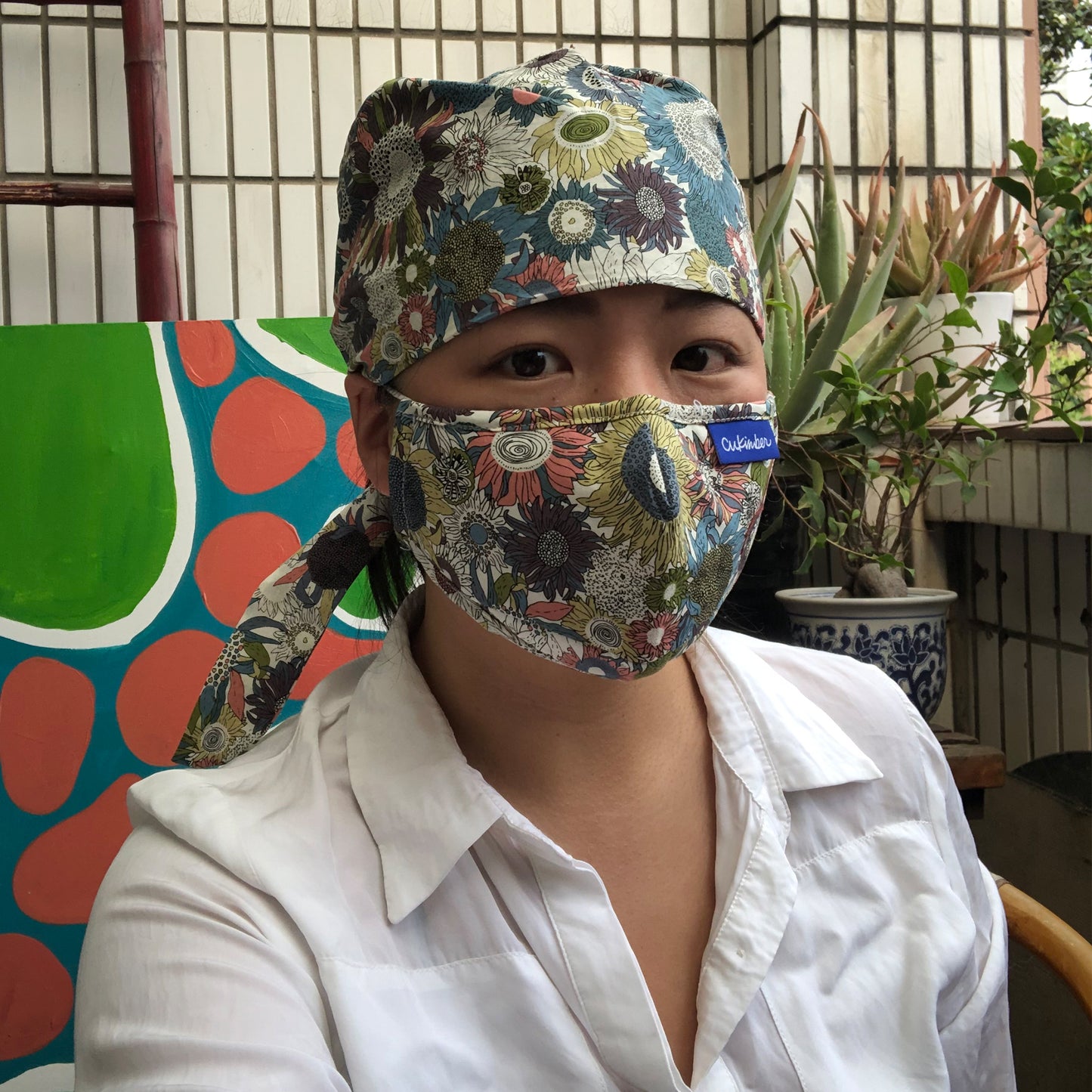 Flower Power Surgical Hat & Mask Set