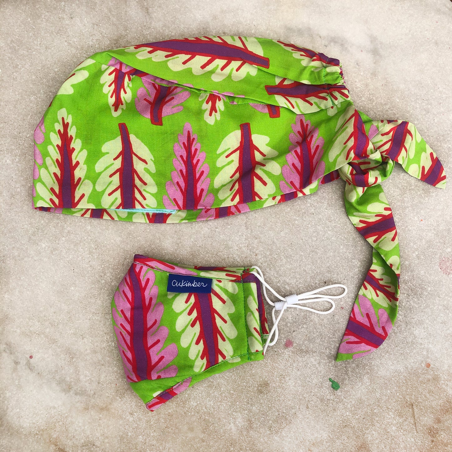 Green Chard Surgical Hat & Mask Set