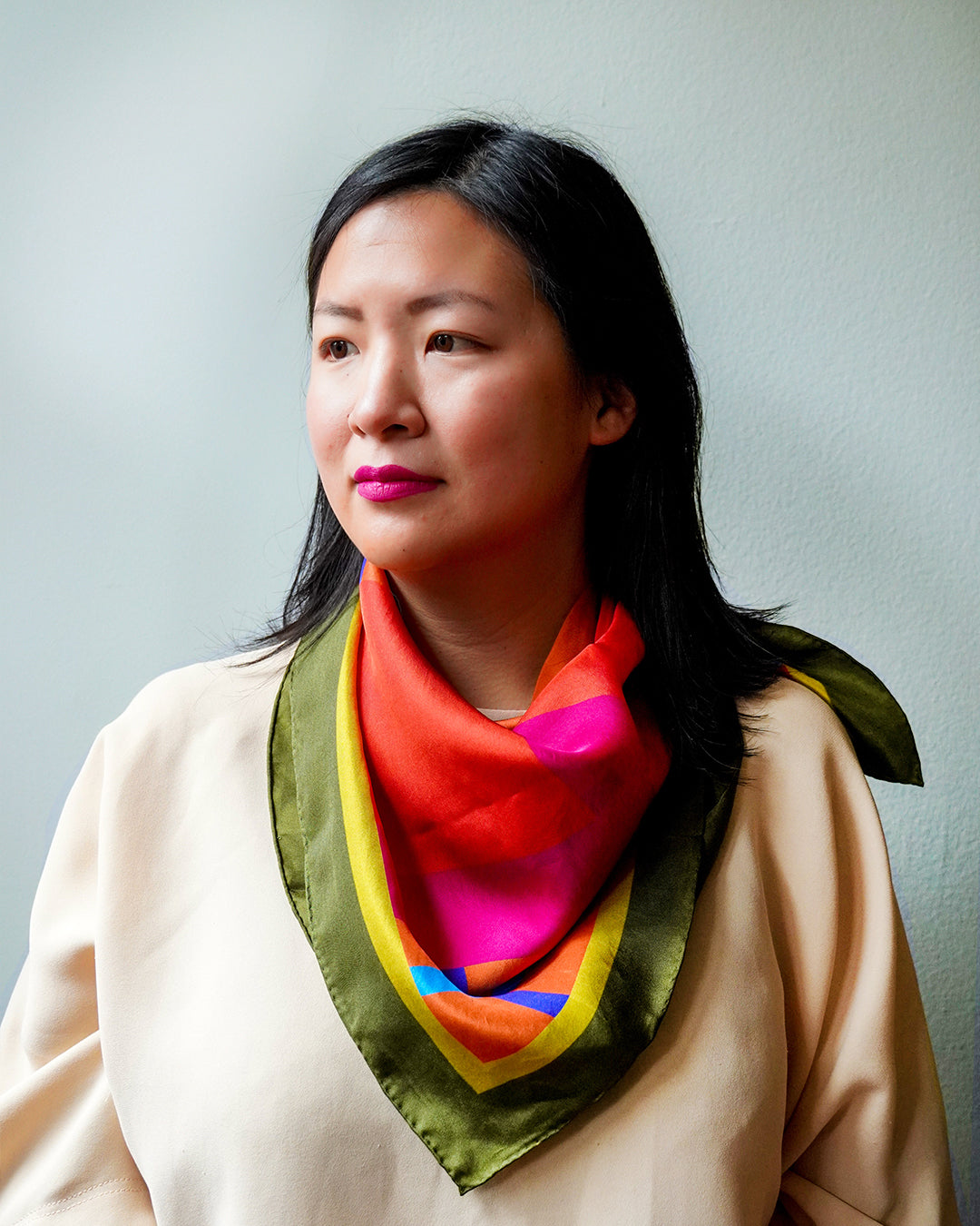 Orange Bloc Party Silk Twill Scarf - cukimber designs